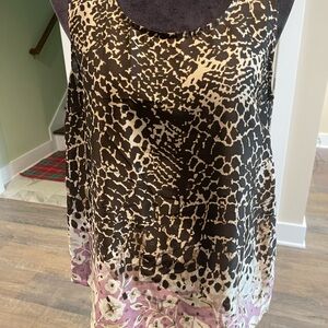 Dana Buchman Black and Tan Patterned Tank Top